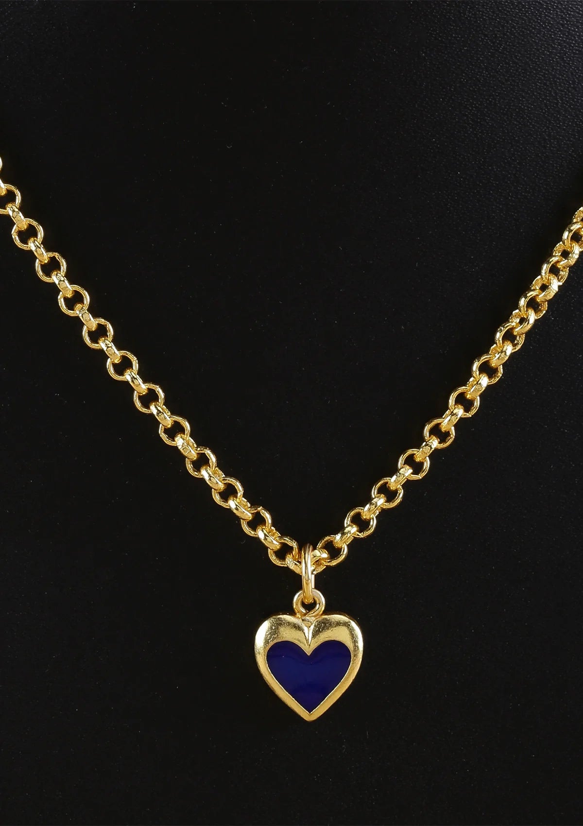 Gold plated neon heart blue fashion pendant necklace for women