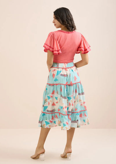 Fiesta Mexique-Printed Tier Skirt Online