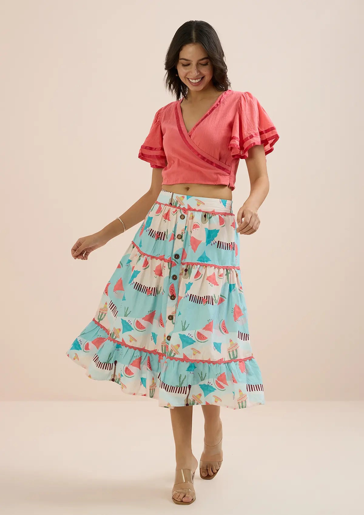 Fiesta Mexique-Pink Overlap Top for women online