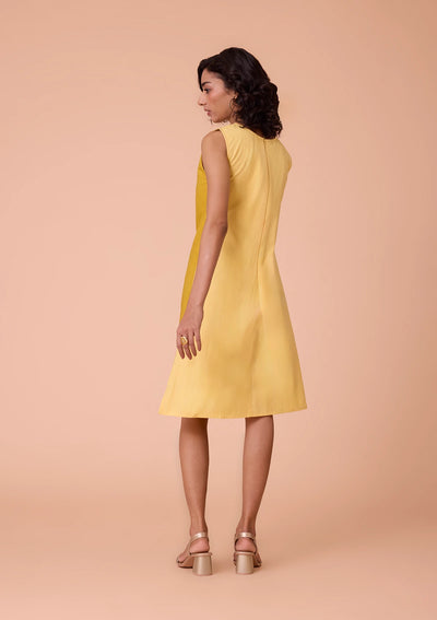 Sorelia Floral Applique Solid Two Tone Dress