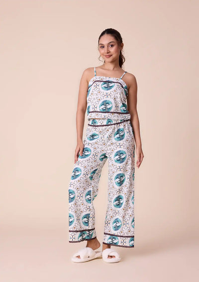 Gerana - Crop Top and Trouser Set in Cotton Satin