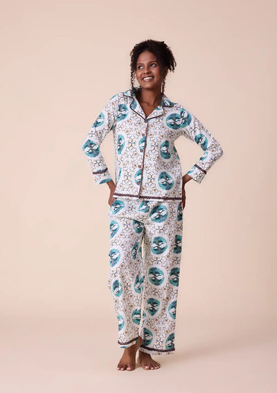 Gerana - Shirt and Trouser Set in Cotton Satin