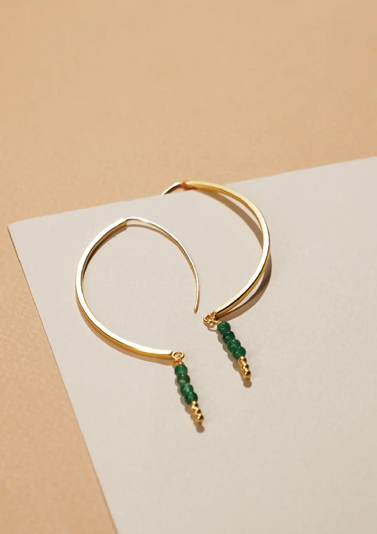 Gold plated jade drop earrings for women