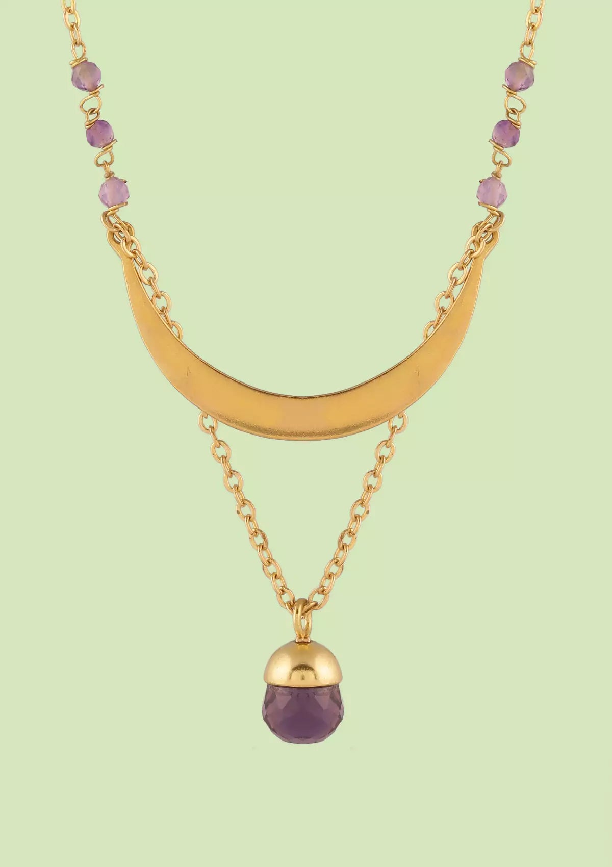 Gold plated amethyst beads jewellery necklace for women