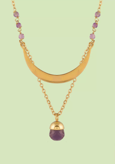 Gold plated amethyst beads jewellery necklace for women