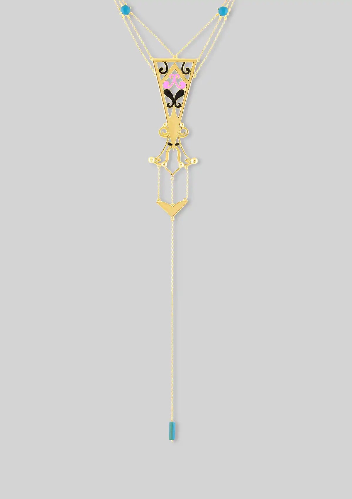 Gold plated three layered jewellery necklace for women