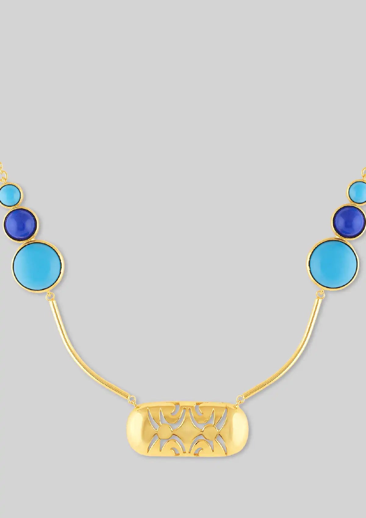 Gold plated turquoise lapis lazuli jewellery necklace for women