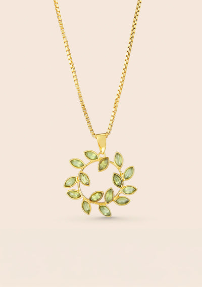 Gold plated circlet peridot pendant jewellery necklace for women
