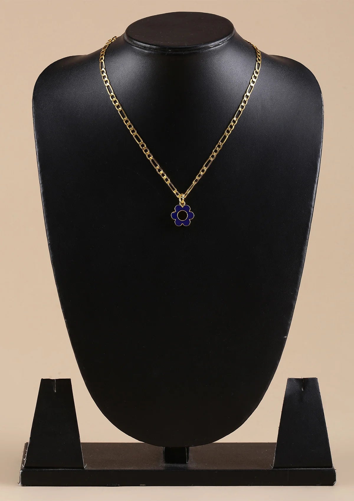 Gold plated neon daisy flower blue pendant jewellery necklace for women