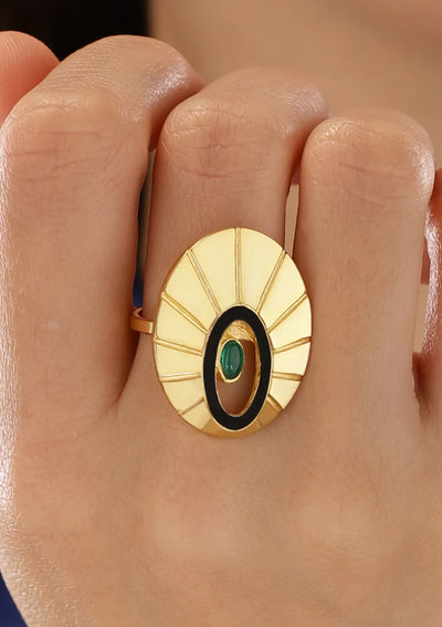 Gold plated seedpod jewellery ring for women online