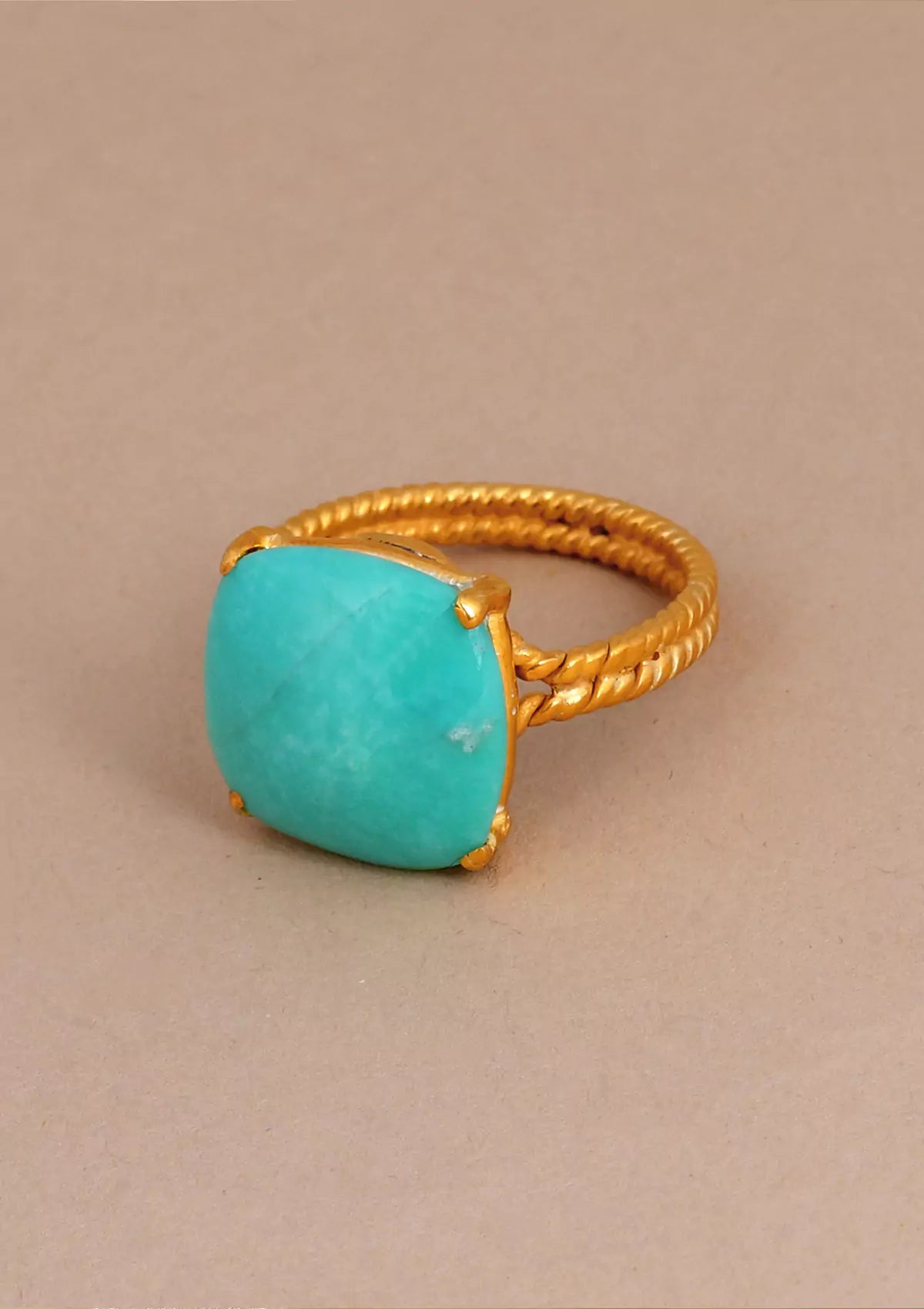Gold plated amethyst studded ring for women