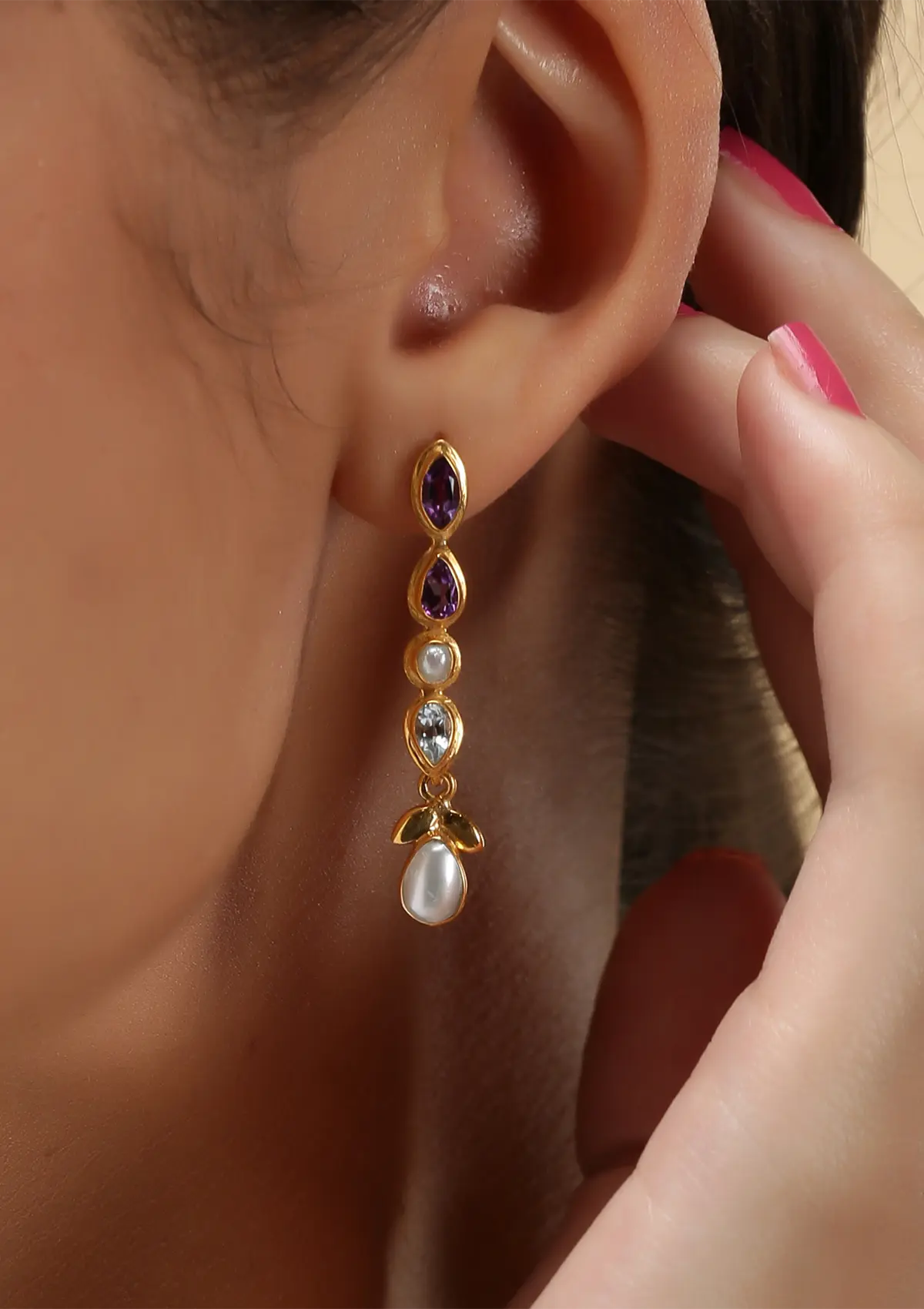 Gold Plated Silver Drop Earrings for women