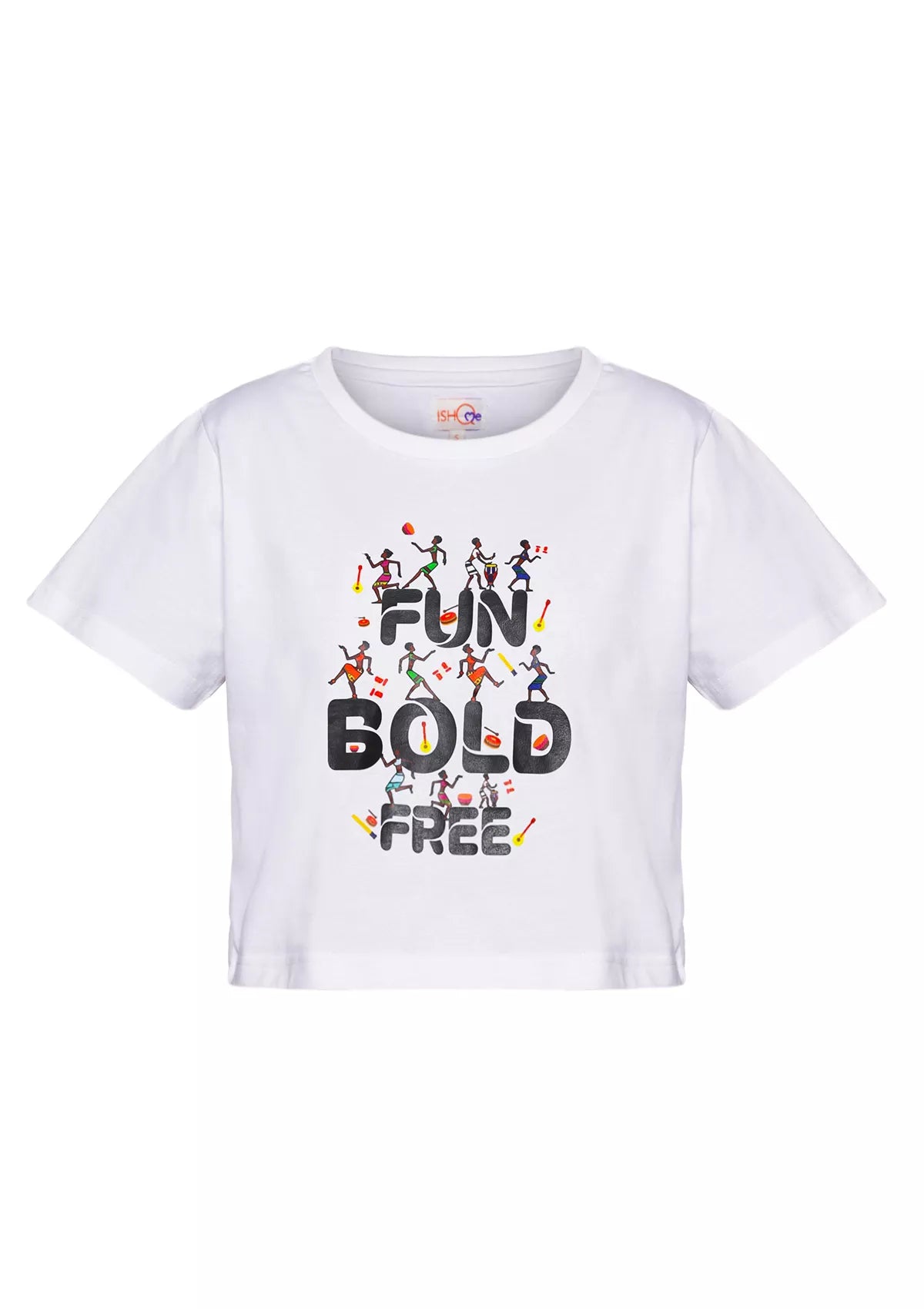 Graphic Print White crop top price online at IshqME