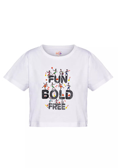 Graphic Print White crop top price online at IshqME