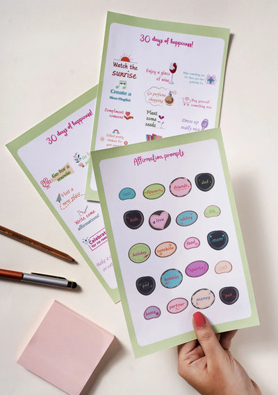 Daily gratitude journal with stickers