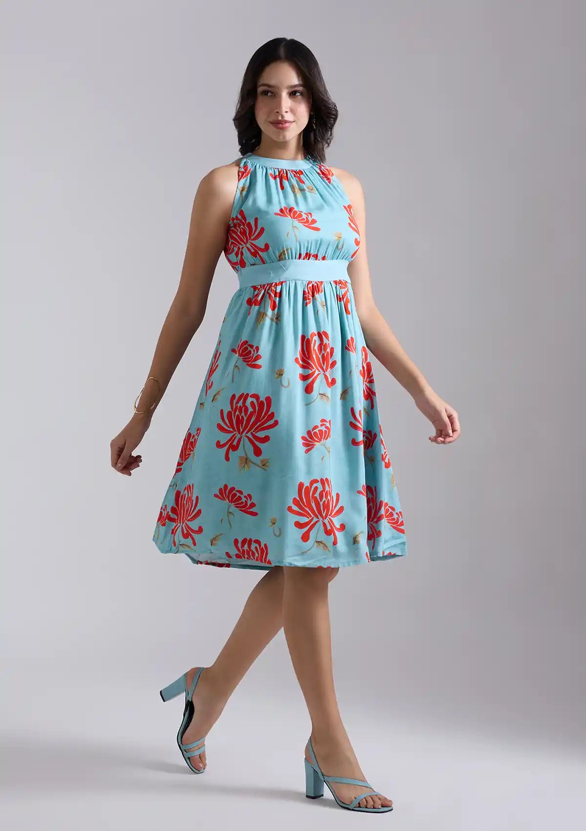 Harumi Halter Neck Fit and Flare Dress for women by IshqME