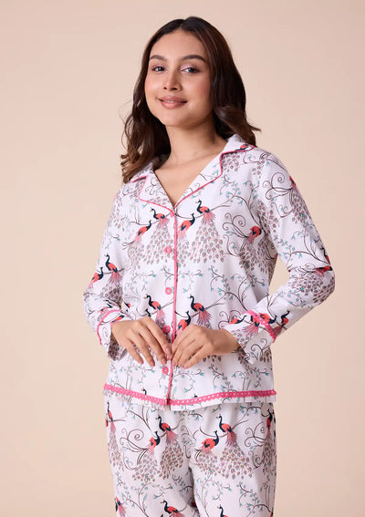 Heraia - Shirt and Trouser Set in Cotton Satin