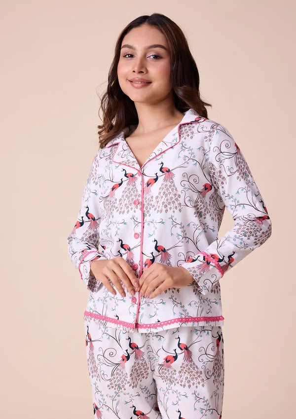 Heraia - Shirt and Trouser Set in Cotton Satin
