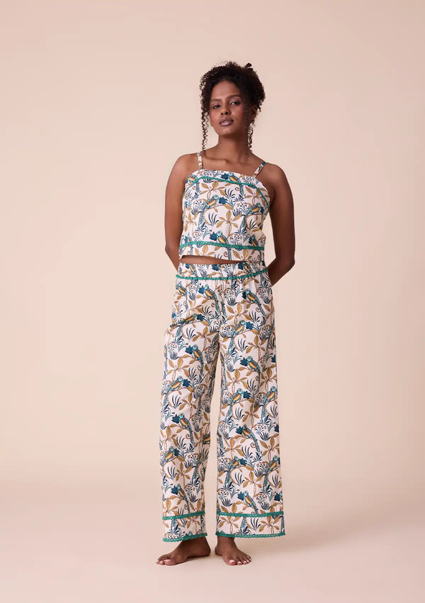 Hina - Crop Top and Trouser Set in Cotton Satin