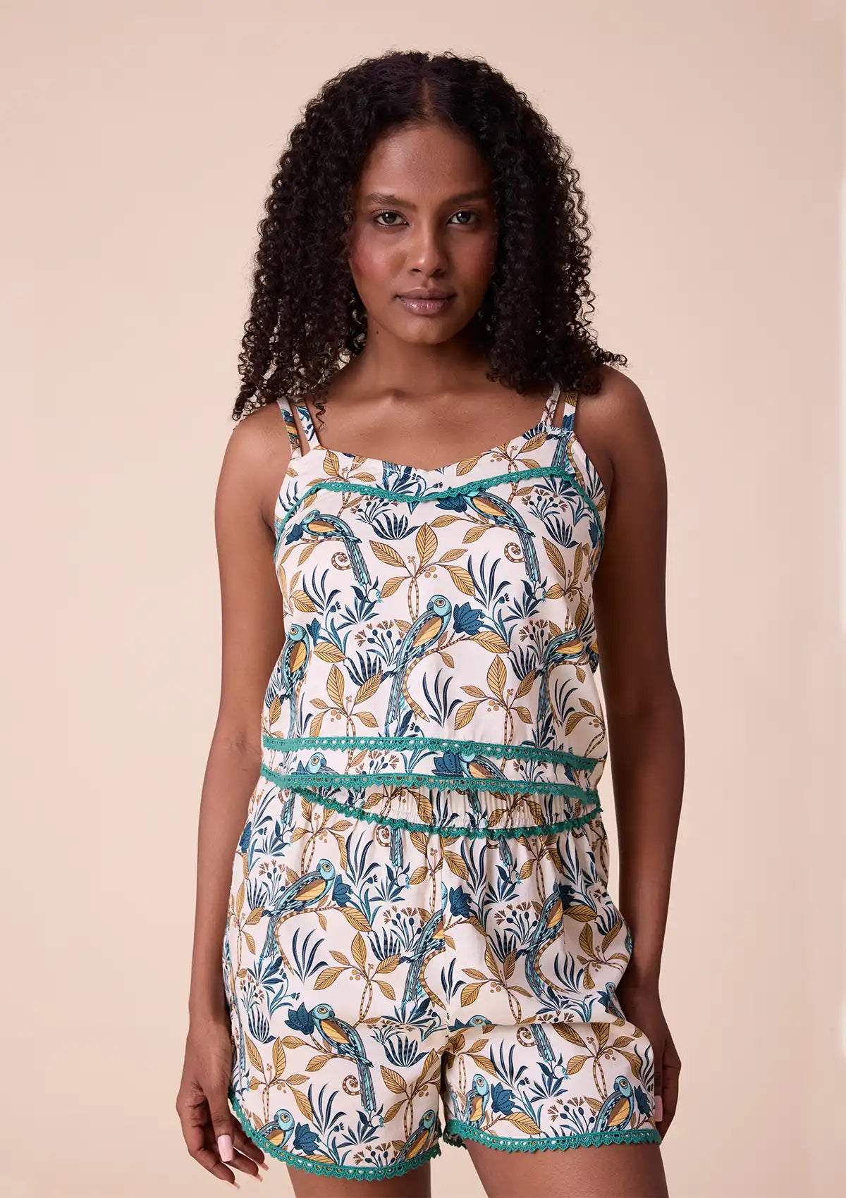 Hina printed Broad V Neck double strap top and shorts for women online