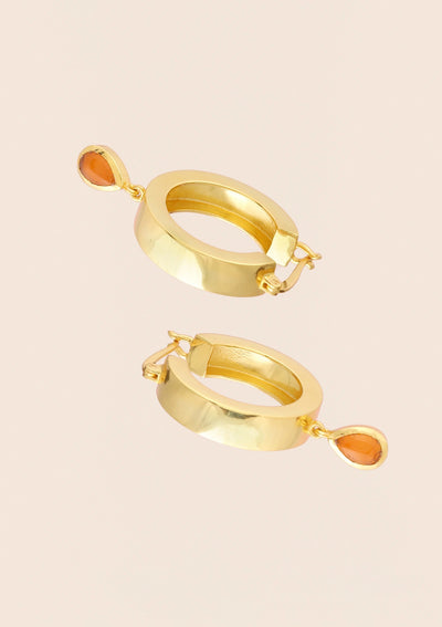 Carnelian drop hoop earrings for women