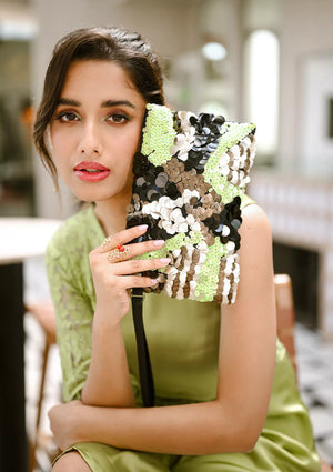 Neon Glam Sequinned Clutch