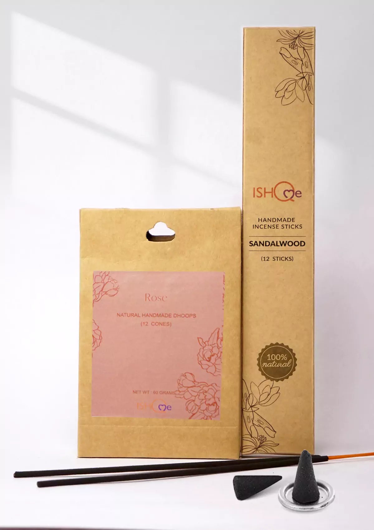 Rose dhoop cones and incense sticks set