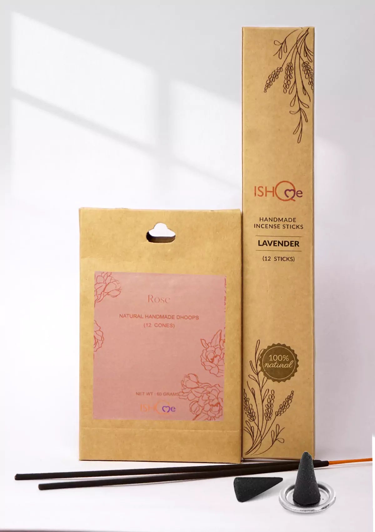 Fragrance set with Rose dhoop cones and incense sticks