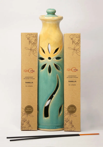 Turquoise Sea Incense Stand with Fragrant Vanila Incense Sticks Combo