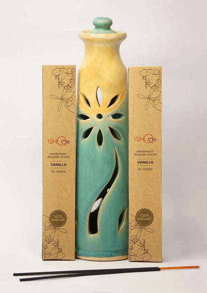 Turquoise Sea Incense Stand with Fragrant Vanila Incense Sticks Combo