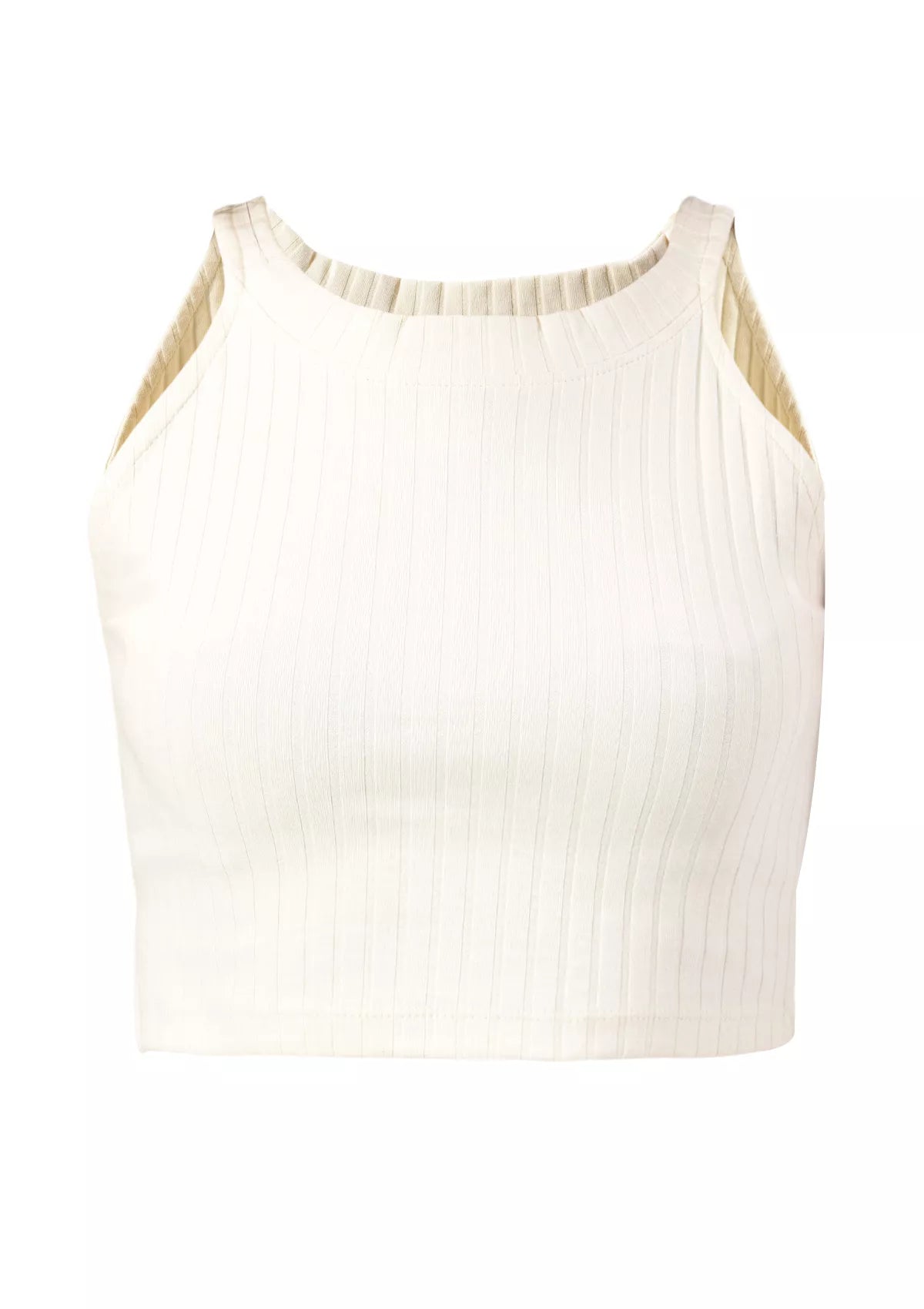 Ivory White Ribbed Halter top price online at IshqME
