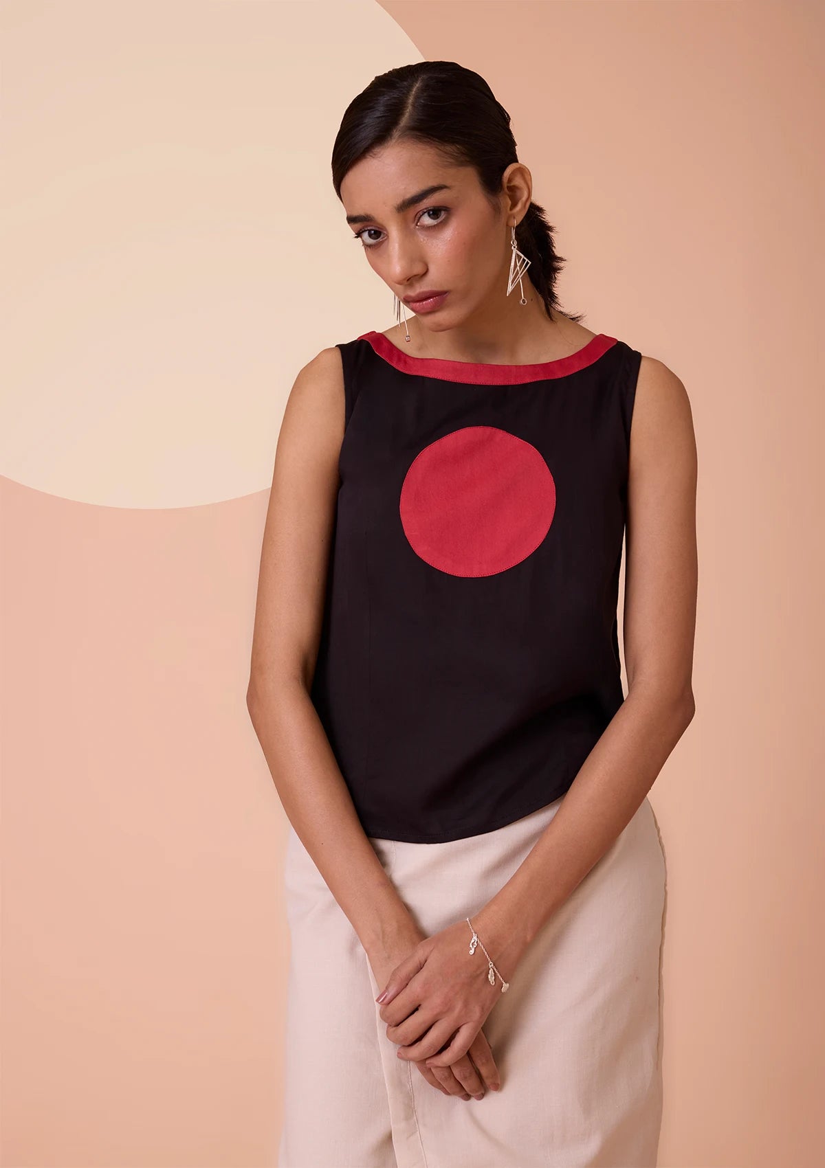 Kyra Boat Neck Circle Applique Top 