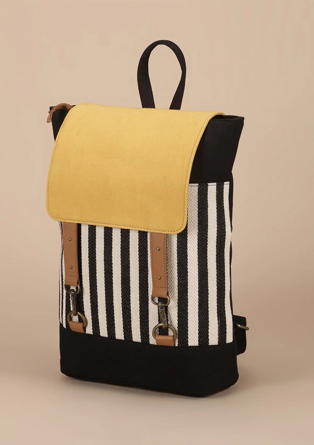 Women's accessories canvas and leather laptop backpack