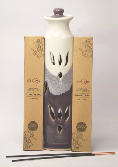 Lavender Mist Incense Stand & Incense Sticks Combo \| Aromatherapy Ash Catcher for Stress Relief ceramic homeware