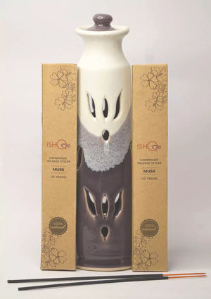 Lavender Mist Incense Stand & Incense Sticks Combo | Aromatherapy Ash Catcher for Stress Relief