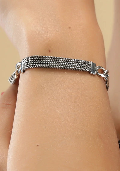 Layered silver bracelet for women
