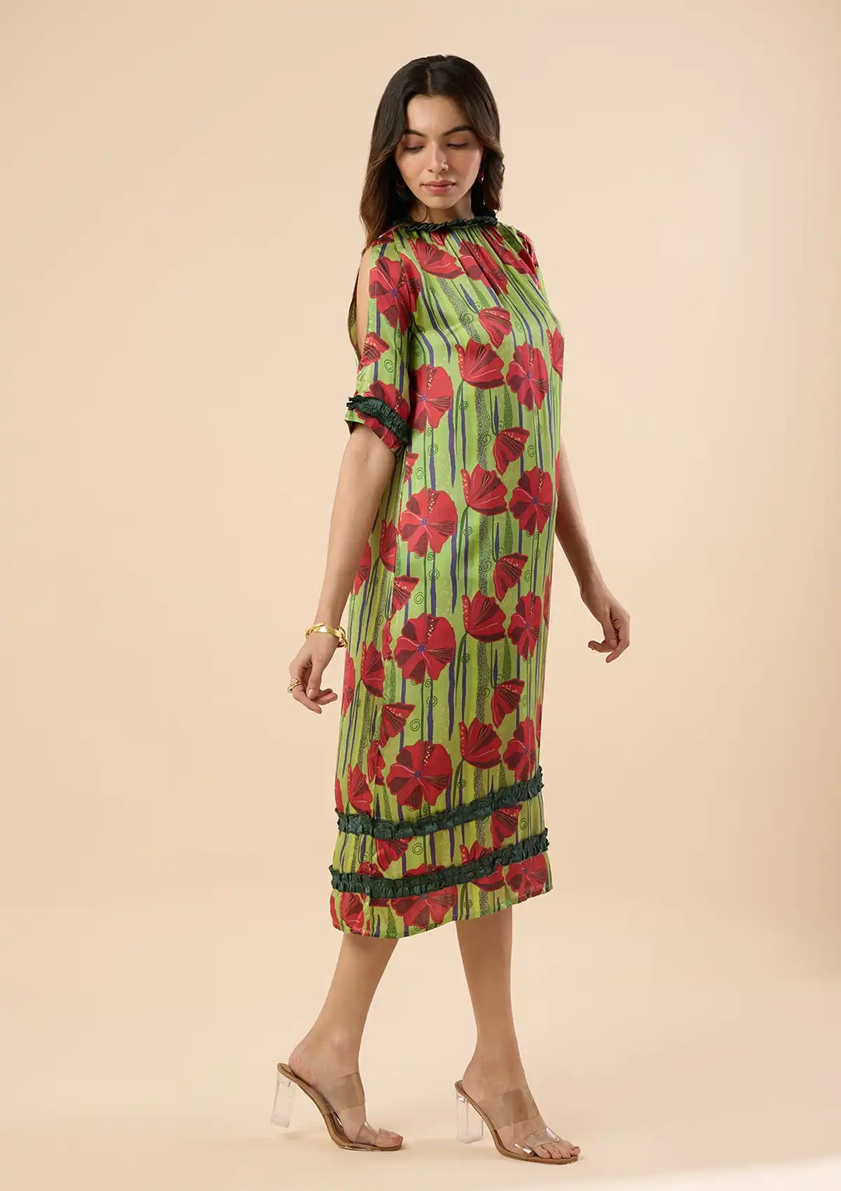 Leilani Cold Shoulder Floral Printed Dress online for women at IshqME