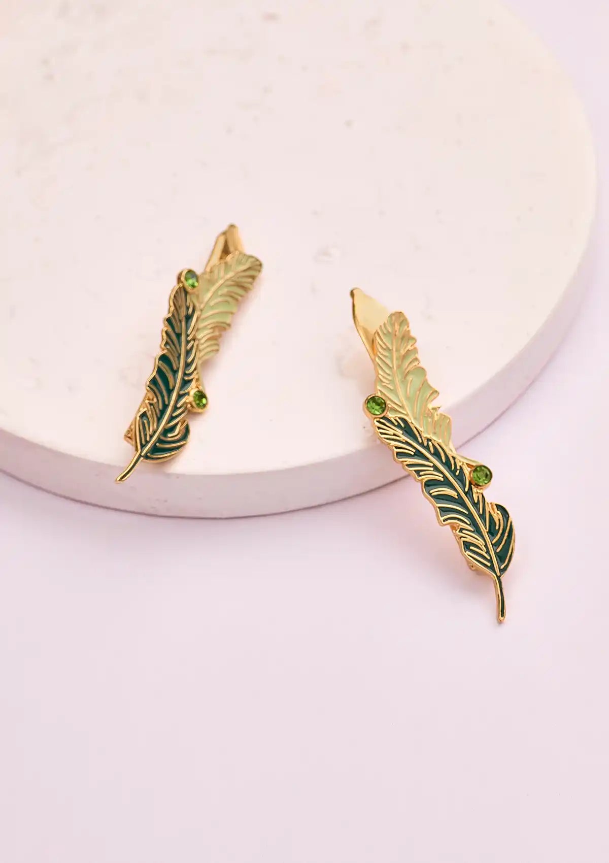 Musa Leaf Enamel Slide Clip For Women