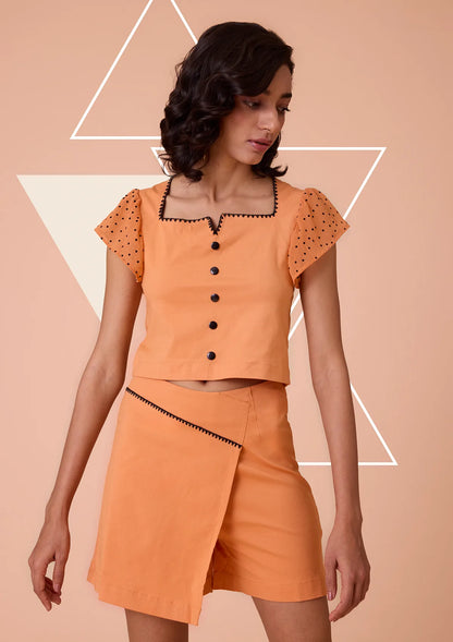 Mehtri Cotton Lycra Overlap Skort With Embroidery