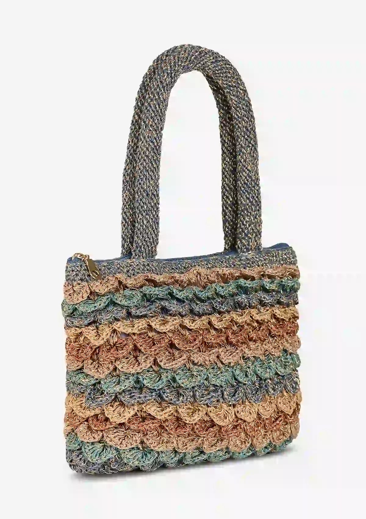 Metallic Crochet mini bag for women