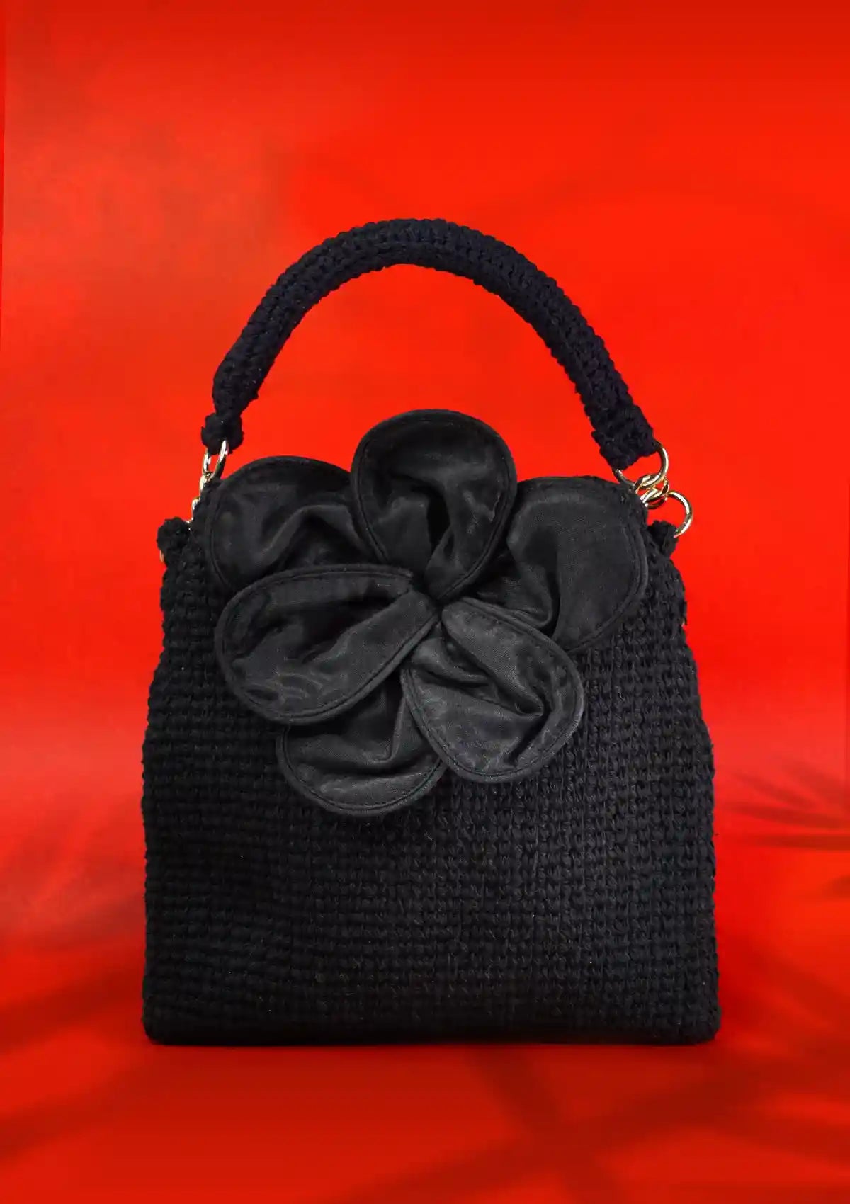 Black Crochet mini bag for women