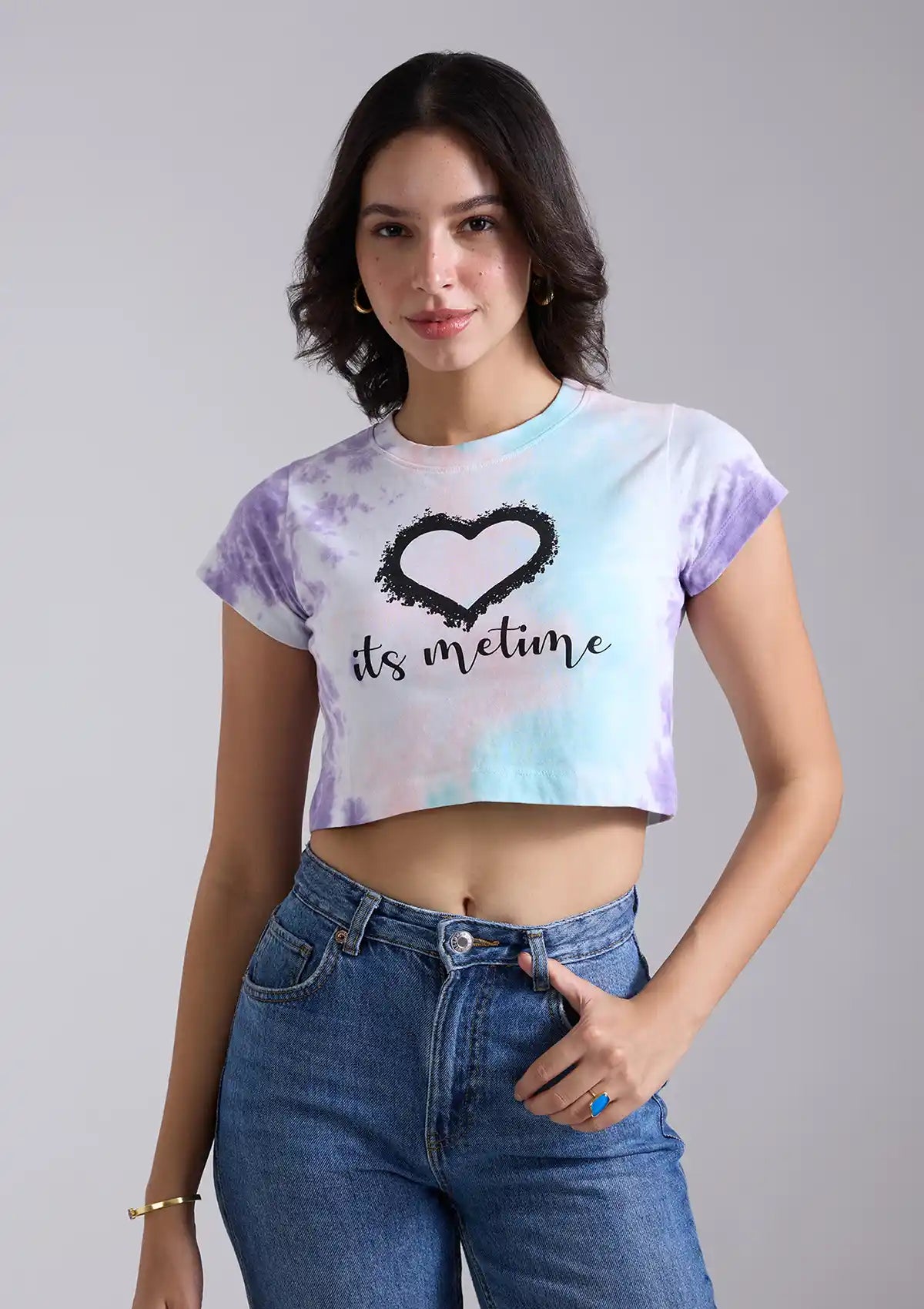 Multi coloured Tie and Dye (Purple) crop top for women by IshqME