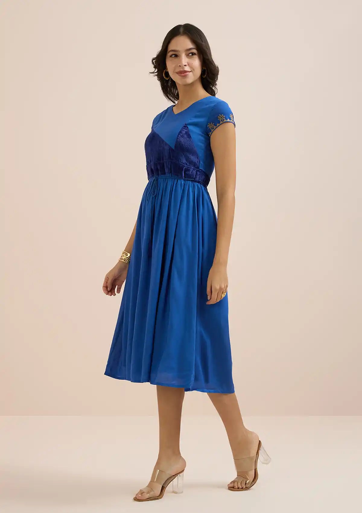 Naima Cut panel embroidered dress price for women at IshqME
