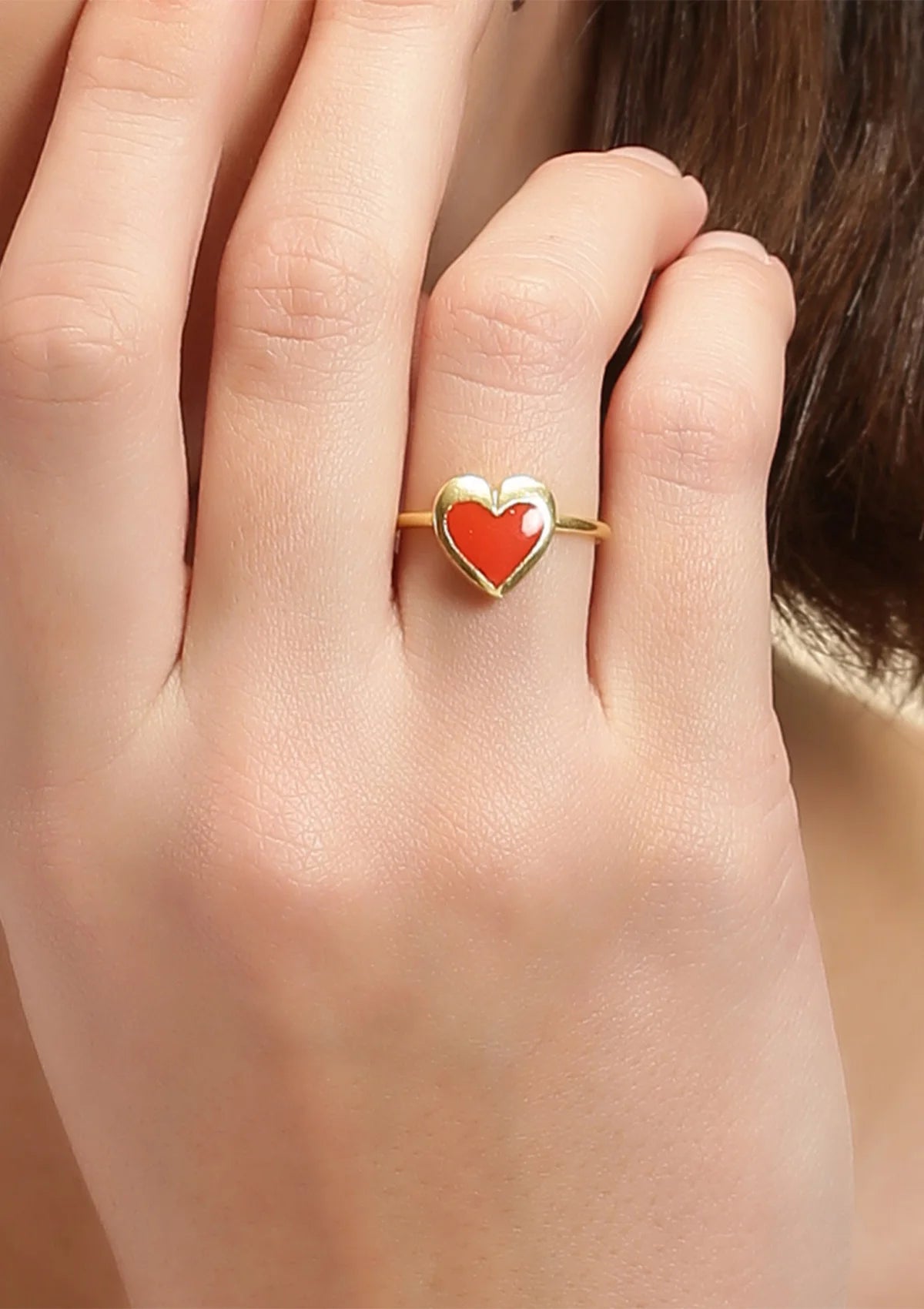 Neon Heart Shaped gold plated ring for women