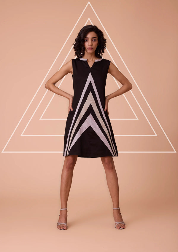Nerisse Viscose Satin Triangle Cut Panel Dress