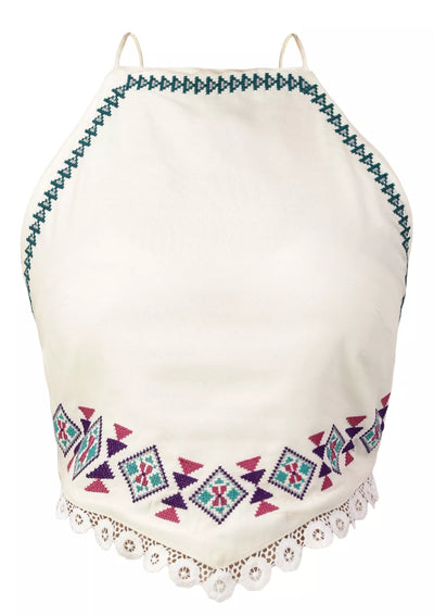 Neva Aztec Embroidered Tie up top price online at IshqME