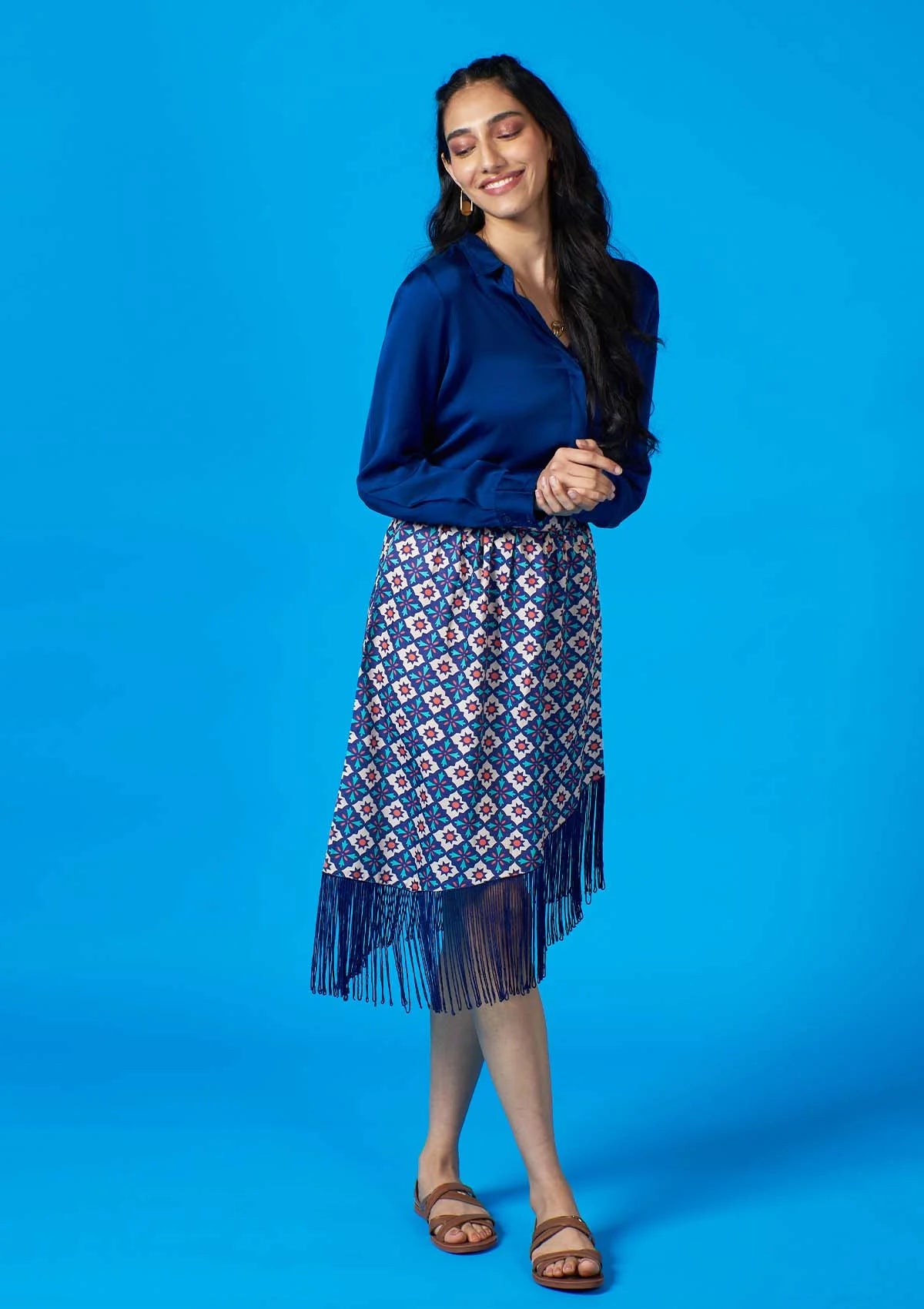 Nora - Asymmetrical printed skirt