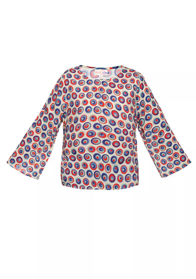 Oia Printed Flared Sleeve top price online at IshqME