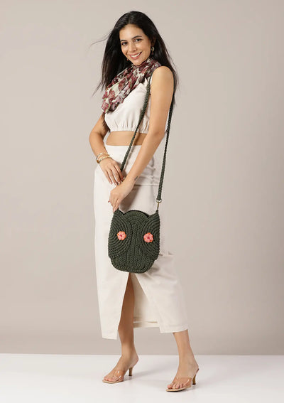 Olive Crochet Crossbody Bag