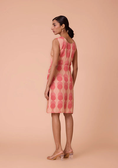 Harmony Print and Solid Overlapping Ruched Dress